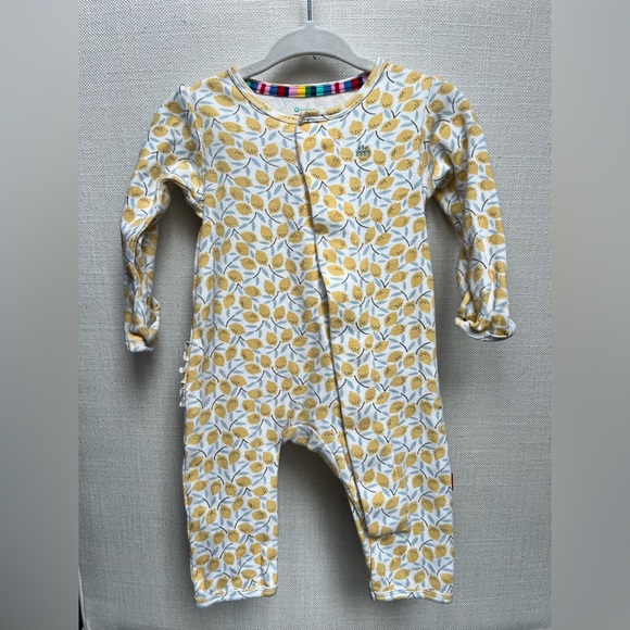 Magnetic Me Coveralls Girls 0-3 Easy Peasy Lemon Squeezy Ruffled Romper Organic - Picture 1 of 3